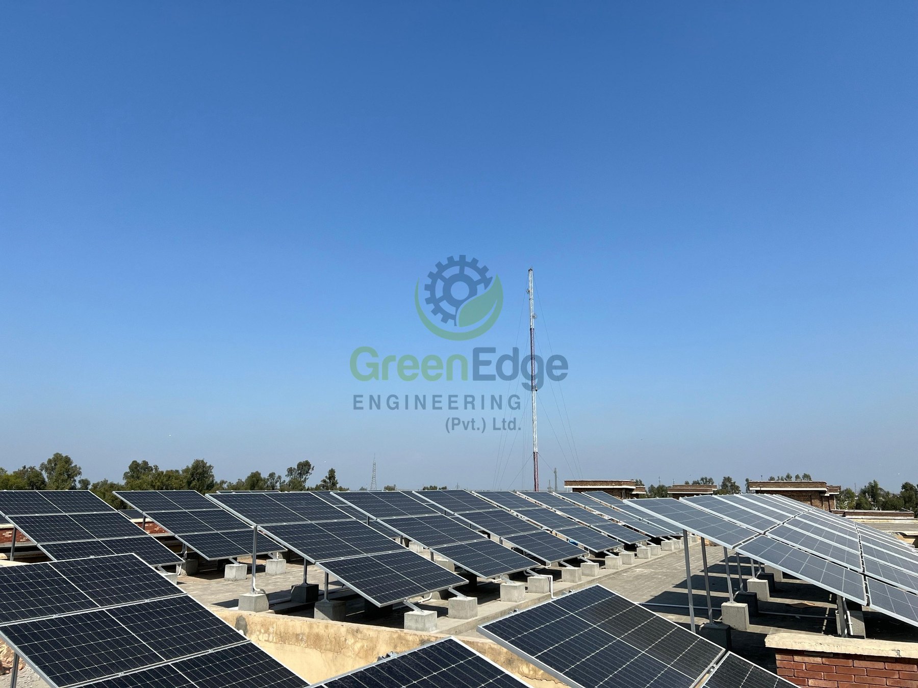 Installed solar panels across the rooftop