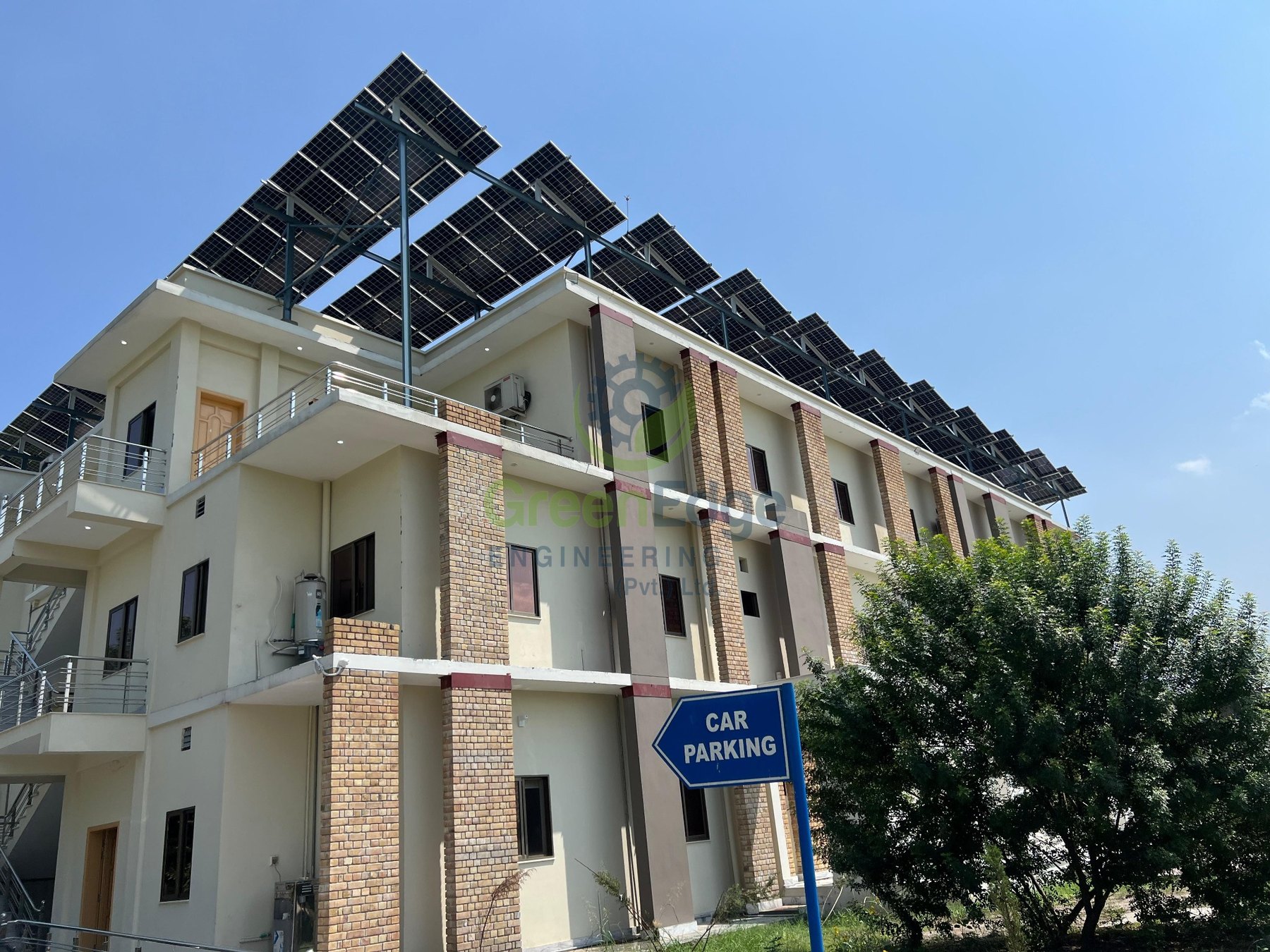 Solar array on the campus building